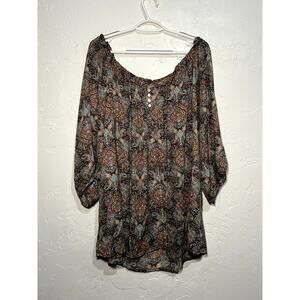 Womens paisley print flowy blouse 3X cottagecore‎ fairycore bohemian boho chic